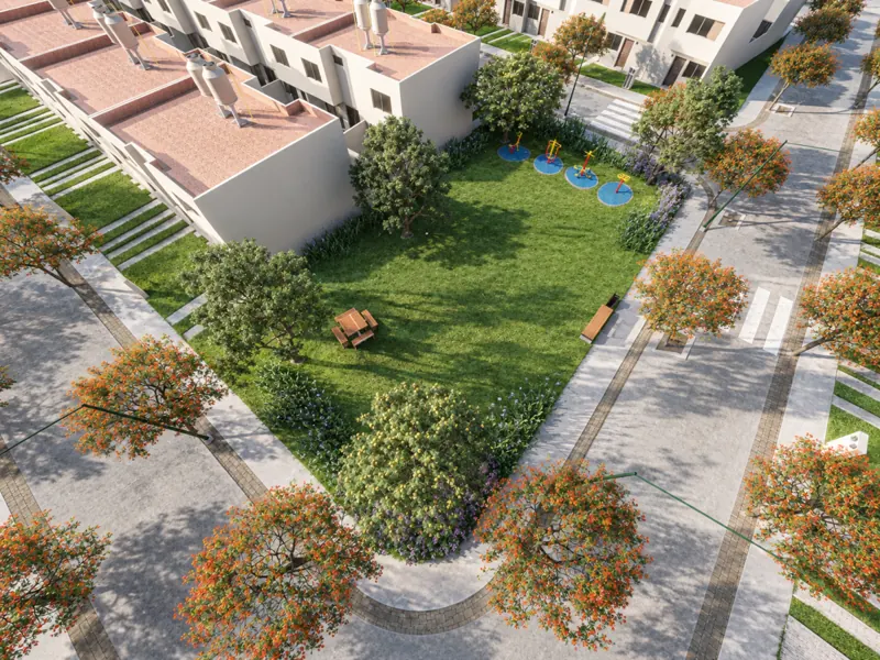 Parque con áreas verdes